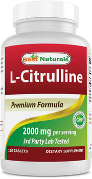 Best Naturals L-Citrulline bottle front emphasizes purity for workouts.