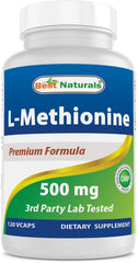Best Naturals L-Methionine bottle with third-party purity testing badge.