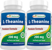 Best Naturals L-Theanine 200mg tablets in bottle promote calm focus