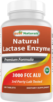 Best Naturals lactase tablet bottle front for lactose-friendly meals.