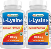 Best Naturals L-Lysine 1000mg tablet close-up for daily supplementation