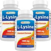 Best Naturals L-Lysine 1000mg tablet close-up highlighting purity