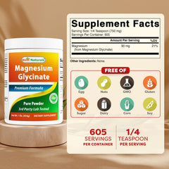 Best Naturals Magnesium Glycinate Powder scoop showing accurate 750 mg portions.