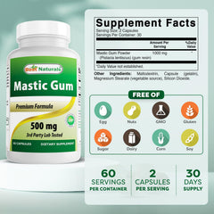 Best Naturals Mastic Gum 500 mg capsules ready for daily use