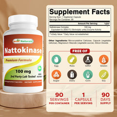 Best Naturals nattokinase capsules—vegetarian formula for easy daily use.