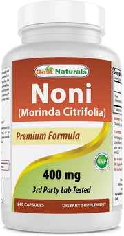 Best Naturals Noni 400 mg capsules bottle front for daily wellness support