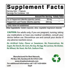 Best Naturals Peppermint Oil capsules closeup; convenient daily use.