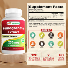 Close-up of capsules emphasizing the 250 mg per capsule serving for daily routines.