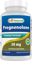 Best Naturals Pregnenolone 30 mg tablets bottle front view for daily wellness