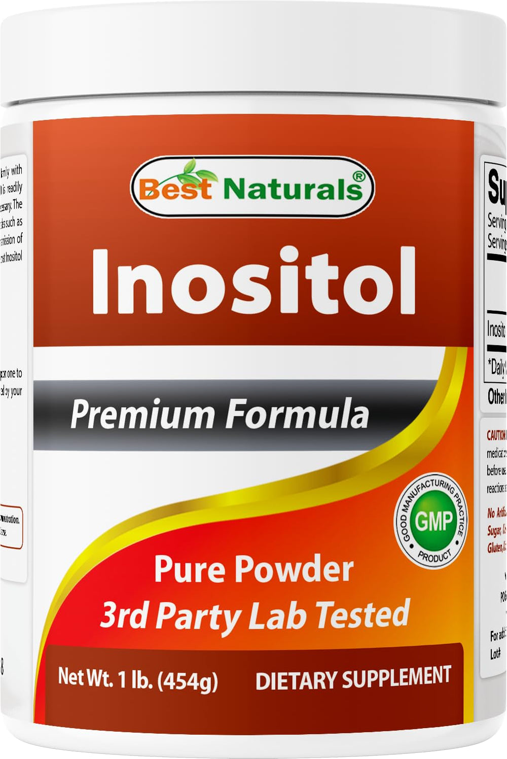 Best Naturals Pure Inositol Powder bottle for easy daily dosing.