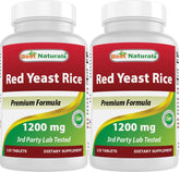 Best Naturals Red Yeast Rice bottle with 1200 mg tablets for daily use.