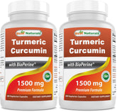 Best Naturals Turmeric Curcumin bottle with 180 veggie capsules for daily use