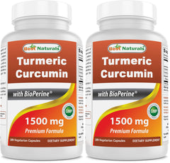 Best Naturals Turmeric Curcumin bottle with 180 veggie capsules for daily use