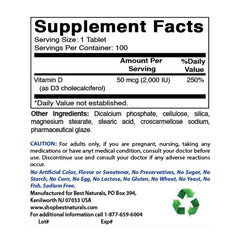 Best Naturals Vitamin D3 2000 IU 100-count pack indicating long-term value