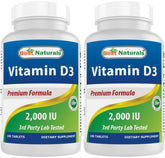 Best Naturals Vitamin D3 2000 IU bottle front for immune support.