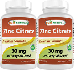 Best Naturals Zinc 30mg citrate tablets bottle for daily wellness.