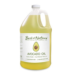 Best of Nature avocado oil bottle showing 100% pure nourishment for skin and hair