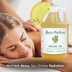 Best of Nature unscented sesame oil ready for massage applications