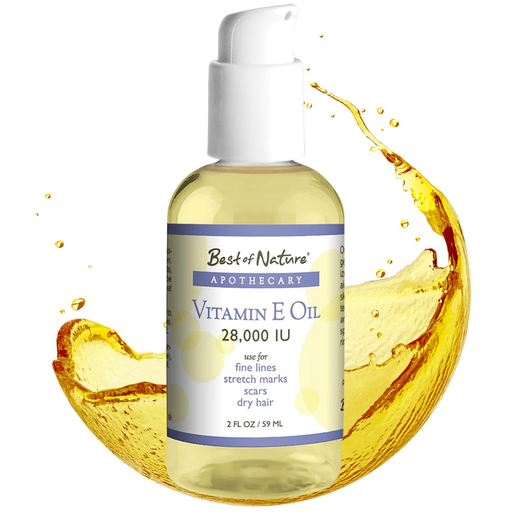 Best of Nature Vitamin E Oil bottle close-up for premium hydration.