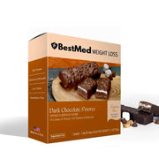 BestMed Dark Chocolate S'mores bar front view, high-protein snack.