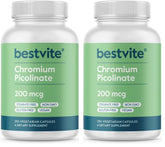 bestvite chromium picolinate bottle-front, vegan and gluten-free formula supports nutrient metabolism