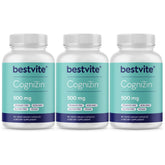 BESTVITE Cognizin 500mg bottle front, premium nootropic design for daily focus.