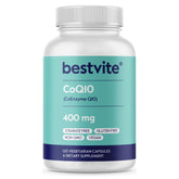 Bestvite CoQ10 400mg bottle label showing fermentation and potency