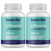 BESTVITE Double Strength Suntheanine bottle front highlighting calm-focus formula.