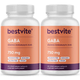 Bestvite GABA bottle front with dosage info for daily relaxation support.