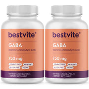 Bestvite GABA bottle front with dosage info for daily relaxation support.