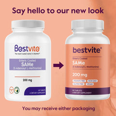 BESTVITE SAM-e 200mg tablet closeup shows enteric-coating for stability