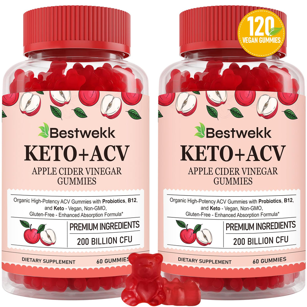 Bestwekk Apple Cider Vinegar Gummies bottle front shows max strength formula.