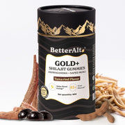 Better Alt Gold+ Shilajit Gummies bottle front showing energy-boosting presentation