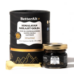Better Alt Pure Himalayan Shilajit Gold bottle showing purity for athletes.