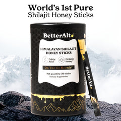 Better Alt shilajit sticks closeup, Himalayan resin with honey for daily energy.