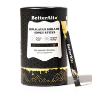 Better Alt shilajit sticks with honey pack, energy support for an active day.