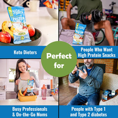 Better Than Good Keto Ranch puffs showing two cups of fruits and vegetables