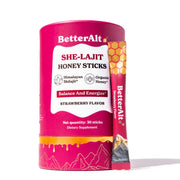 BetterAlt SHE-Lajit strawberry honeysticks packaging for convenient daily wellness on the go