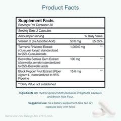 Bettervits Turmeric label close-up highlighting ingredients for mindful supplementation