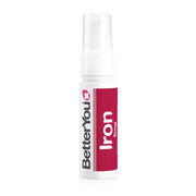 BetterYou Iron 5 Oral Spray bottle and mist highlighting rapid iron uptake.