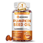 BEWORD pumpkin-seed oil with saw palmetto softgels bottle on white, potential hair vitality support.