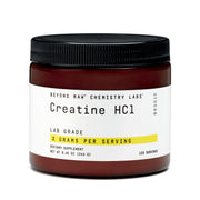 BEYOND RAW Creatine HCl powder bottle highlights lab-grade formula for performance
