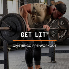 BEYOND RAW LIT On-The-Go can being poured for a quick workout sip