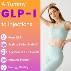 Beyyoly GLP-I gummy being poured, illustrating easy daily intake.