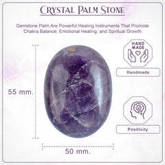 BEZAVO Amethyst Oval Palm Stone handheld portrait for relaxation and on-the-go calm