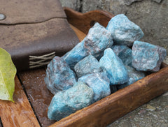 BEZAVO Blue Apatite rough crystals bundle ready for wire wrapping and meditation.