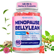 Biegeos menopause gummies bottle for daily balance and sugar-free convenience.