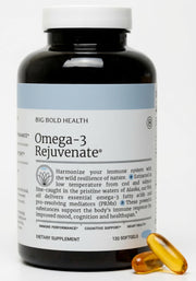 Big Bold Health Omega-3 Rejuvenate bottle highlighting wild Alaskan fish oil for brain support.