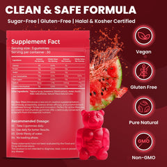 Close-up of gummies showing serving suggestion for daily creatine intake.
