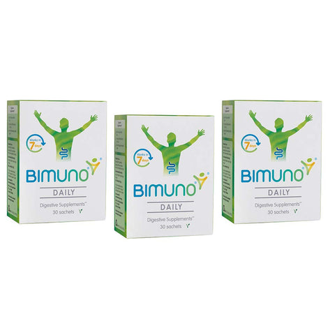 BIMUNO Immunity sachets packaging on shelf for easy daily use.